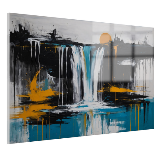 Abstracte Weergave van Zon en Waterval acrylglas