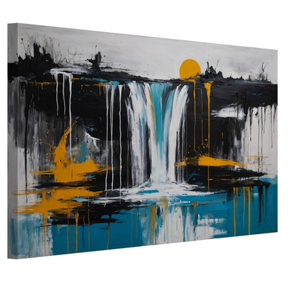 Abstracte Weergave van Zon en Waterval canvas