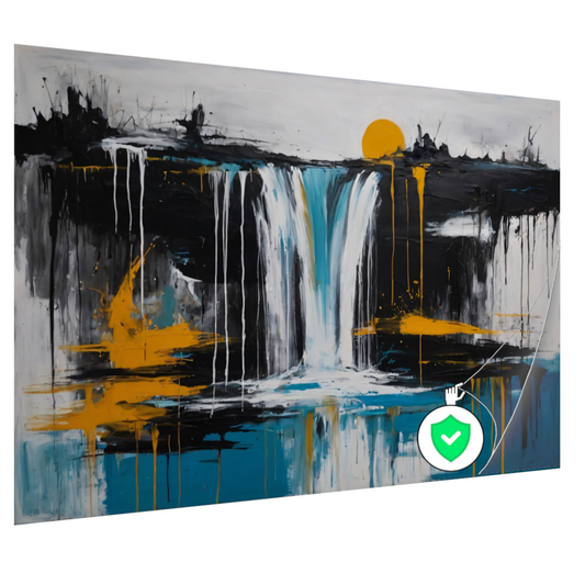 Abstracte Weergave van Zon en Waterval poster