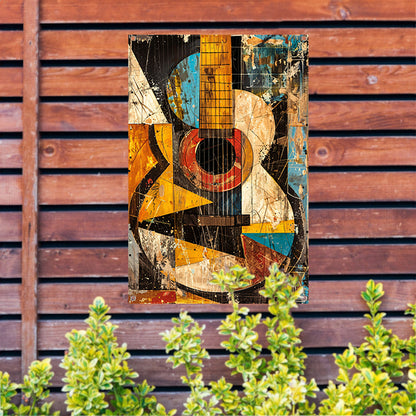 Kubistische Gitaar in Kleur tuinposter