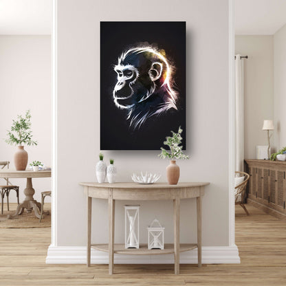 Kosmische Gloed Abstracte Aap Illustratie canvas met baklijst