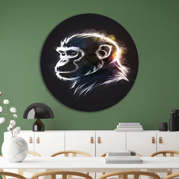 Kosmische Gloed Abstracte Aap Illustratie aluminium muurcirkel
