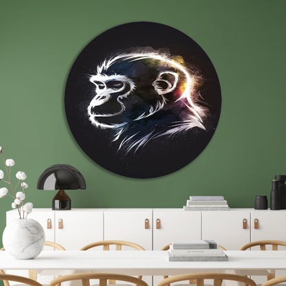 Kosmische Gloed Abstracte Aap Illustratie aluminium muurcirkel