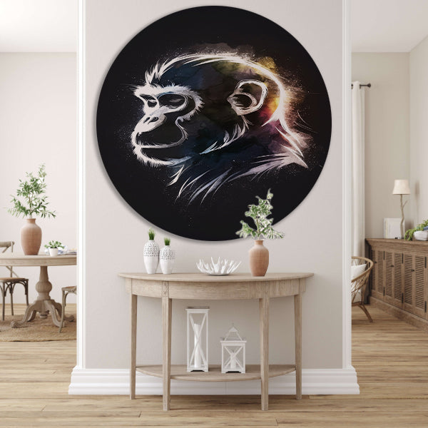 Kosmische Gloed Abstracte Aap Illustratie aluminium muurcirkel