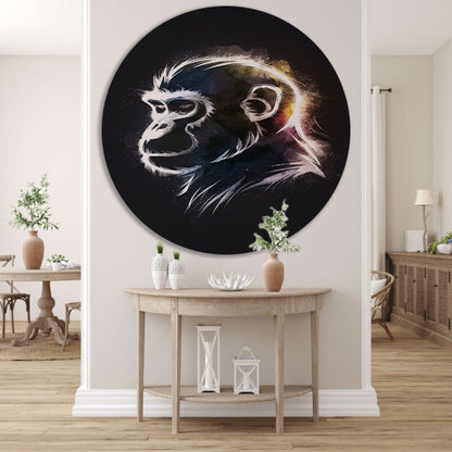 Kosmische Gloed Abstracte Aap Illustratie aluminium muurcirkel