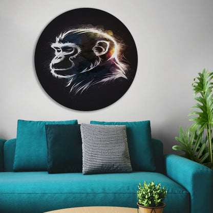 Kosmische Gloed Abstracte Aap Illustratie aluminium muurcirkel