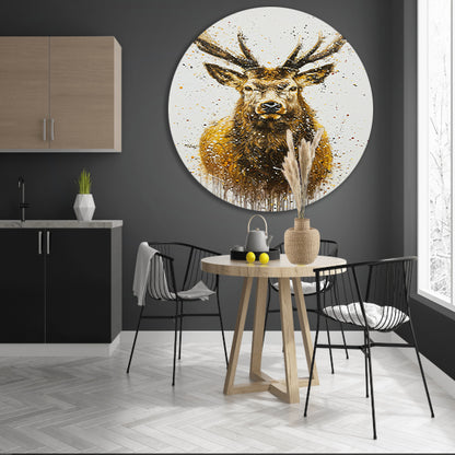 Abstract expressief schilderij van een hert aluminium muurcirkel
