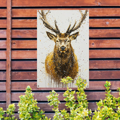 Abstract expressief schilderij van een hert tuinposter