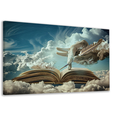 Surrealistische hand die wolken schrijft   canvas