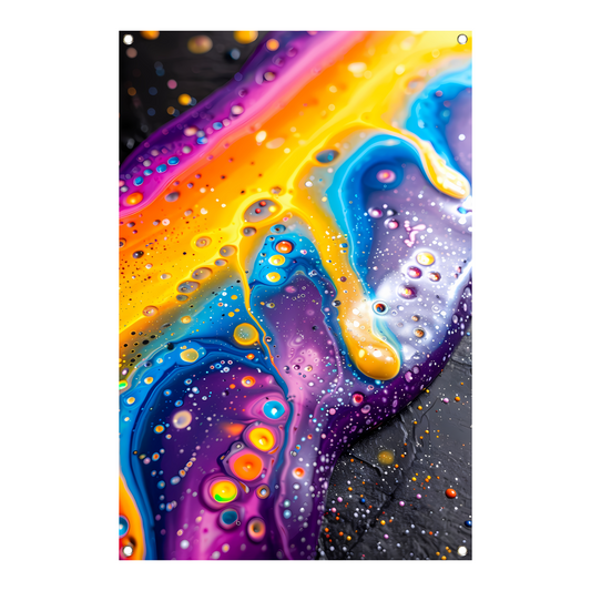 Kleurrijk abstract kunstwerk met dynamische vormen   tuinposter