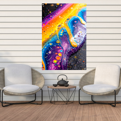 Kleurrijk abstract kunstwerk met dynamische vormen   tuinposter