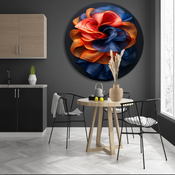 Abstract Bloem in Levendige Kleuren aluminium muurcirkel