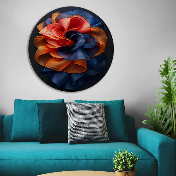 Abstract Bloem in Levendige Kleuren aluminium muurcirkel