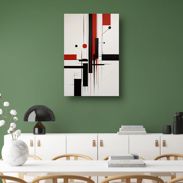 Contrastrijke abstracte compositie in primaire kleuren canvas