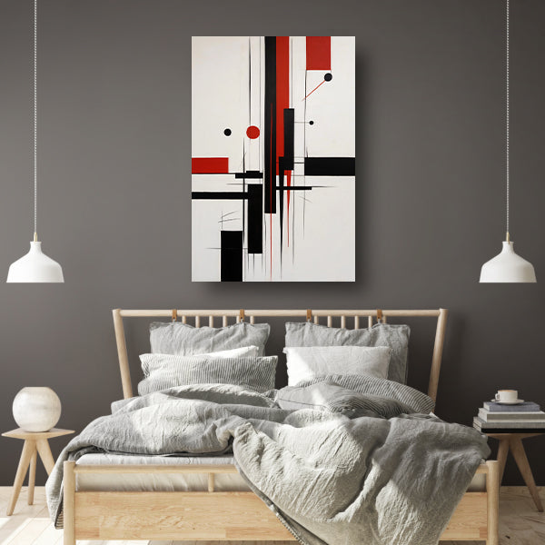 Contrastrijke abstracte compositie in primaire kleuren canvas