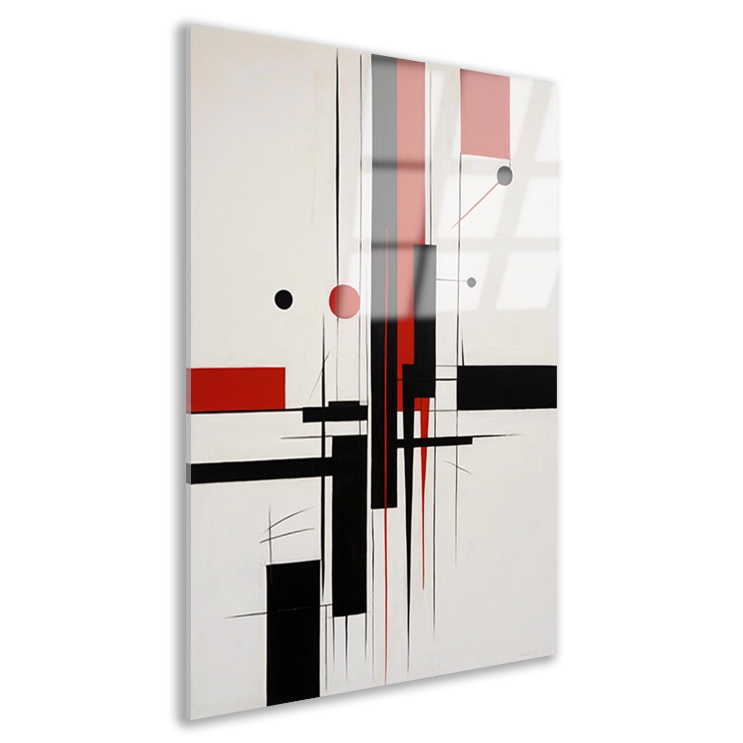 Contrastrijke abstracte compositie in primaire kleuren acrylglas