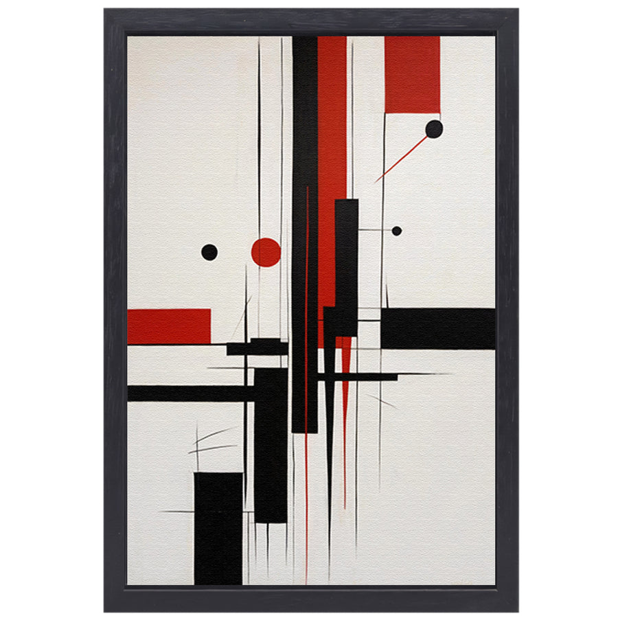 Contrastrijke abstracte compositie in primaire kleuren canvas met baklijst