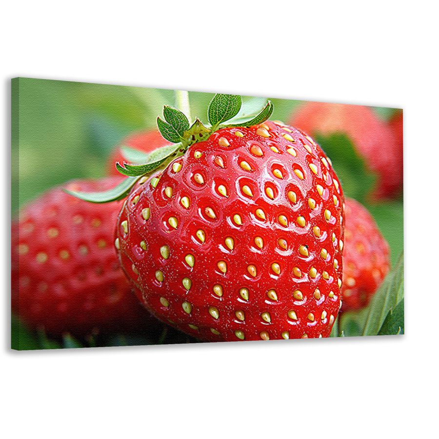 Rijpe rode aardbei met frisgroene bladeren canvas