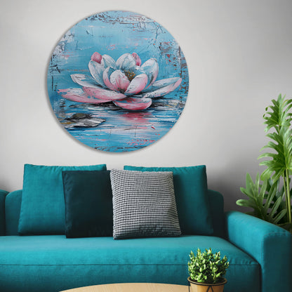 Modern schilderij van waterlelie in bloei aluminium muurcirkel