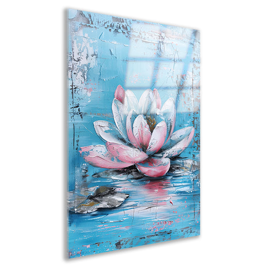 Modern schilderij van waterlelie in bloei acrylglas