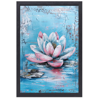 Modern schilderij van waterlelie in bloei canvas met baklijst