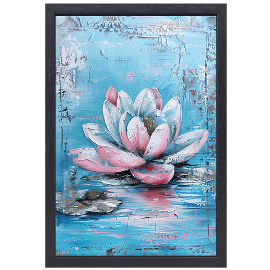 Modern schilderij van waterlelie in bloei canvas met baklijst