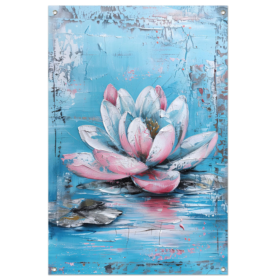 Modern schilderij van waterlelie in bloei tuinposter
