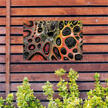 Abstract kleurrijk kunstwerk met dynamische patronen tuinposter