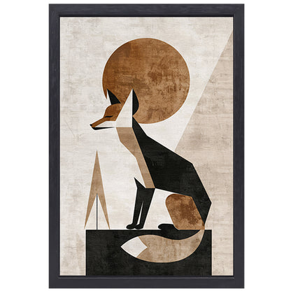 Minimalistische Vos in Geometrische Harmonie canvas met baklijst
