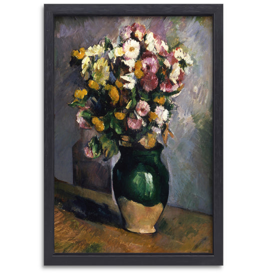 Stilleven met bloemen in een olijfkruik - Paul Cézanne canvas met baklijst