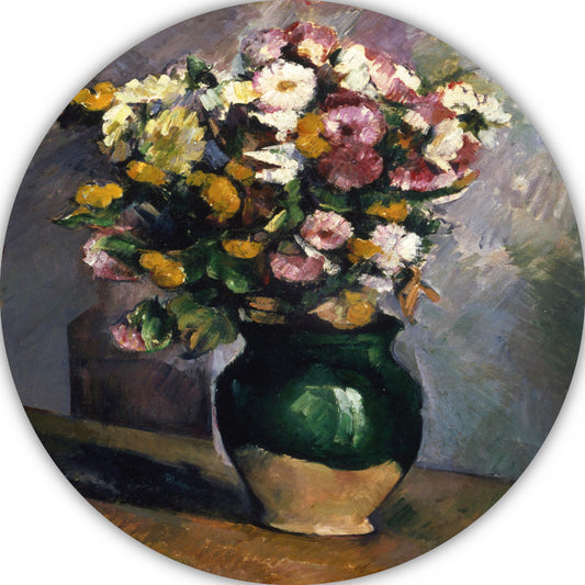 Stilleven met bloemen in een olijfkruik - Paul Cézanne aluminium muurcirkel