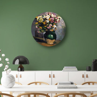 Stilleven met bloemen in een olijfkruik - Paul Cézanne aluminium muurcirkel