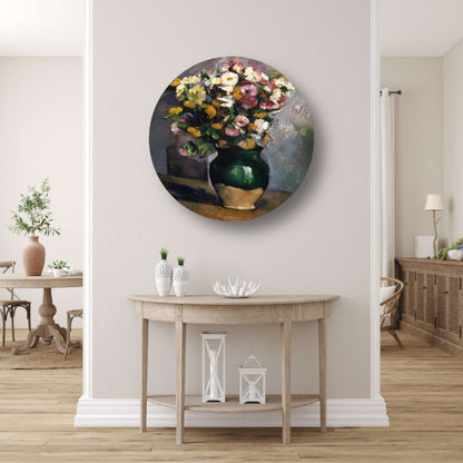 Stilleven met bloemen in een olijfkruik - Paul Cézanne aluminium muurcirkel