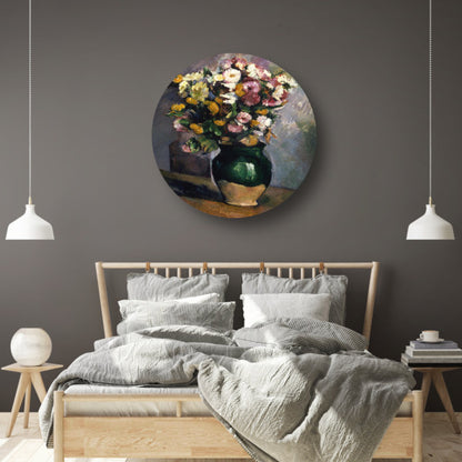 Stilleven met bloemen in een olijfkruik - Paul Cézanne aluminium muurcirkel