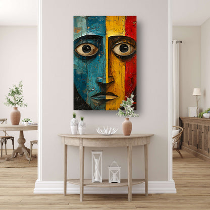 Abstract emotie in blauw, geel en rood poster