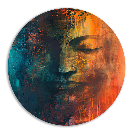 Abstracte Boeddha in levendige kleuren forex muurcirkel