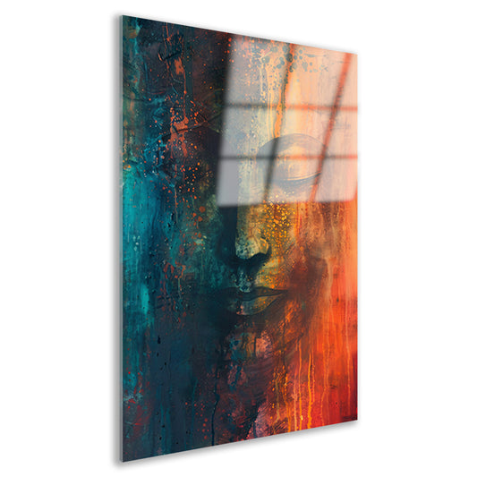 Abstracte Boeddha in levendige kleuren acrylglas
