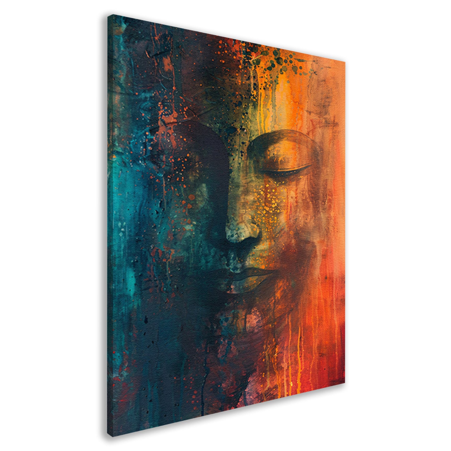 Abstracte Boeddha in levendige kleuren canvas