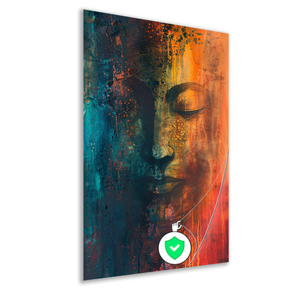 Abstracte Boeddha in levendige kleuren poster