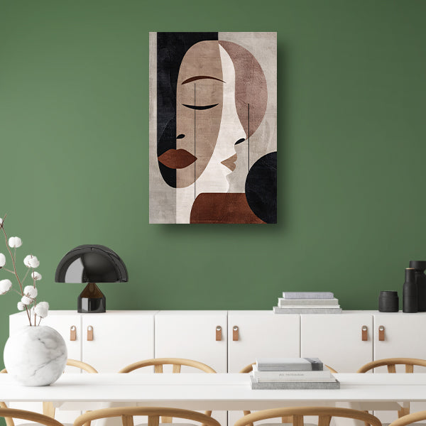 Abstract Sepia Gezicht in Monochrome Tinten canvas met baklijst