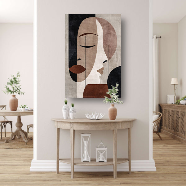 Abstract Sepia Gezicht in Monochrome Tinten canvas