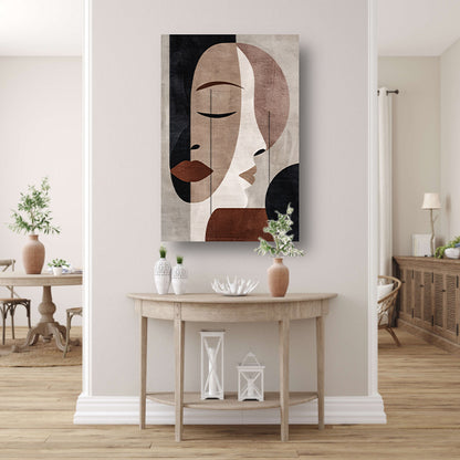 Abstract Sepia Gezicht in Monochrome Tinten canvas