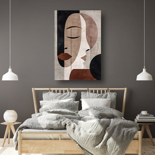 Abstract Sepia Gezicht in Monochrome Tinten canvas