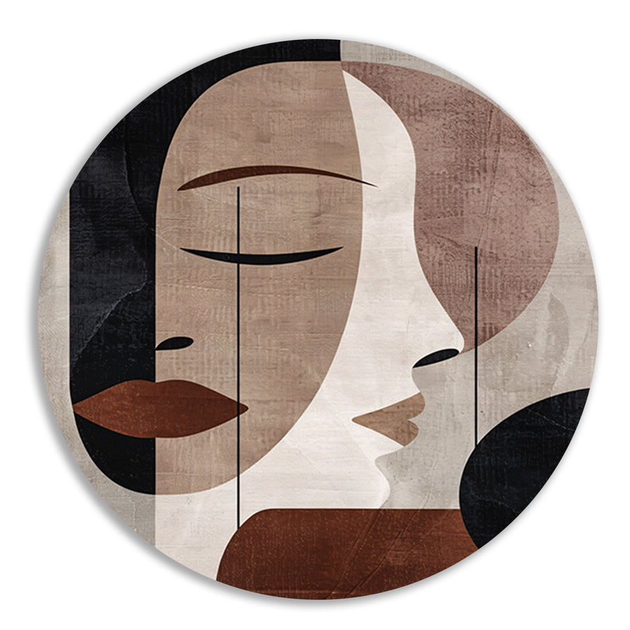 Abstract Sepia Gezicht in Monochrome Tinten forex muurcirkel