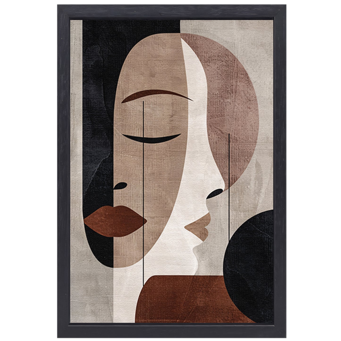 Abstract Sepia Gezicht in Monochrome Tinten canvas met baklijst