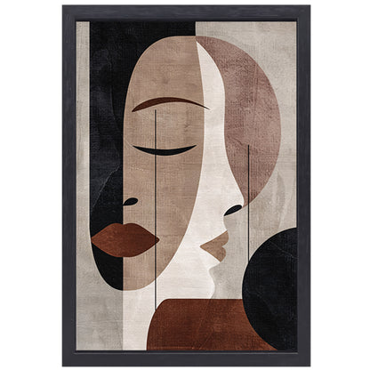 Abstract Sepia Gezicht in Monochrome Tinten canvas met baklijst