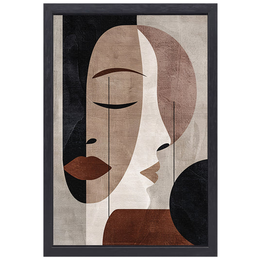 Abstract Sepia Gezicht in Monochrome Tinten canvas met baklijst