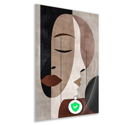 Abstract Sepia Gezicht in Monochrome Tinten poster