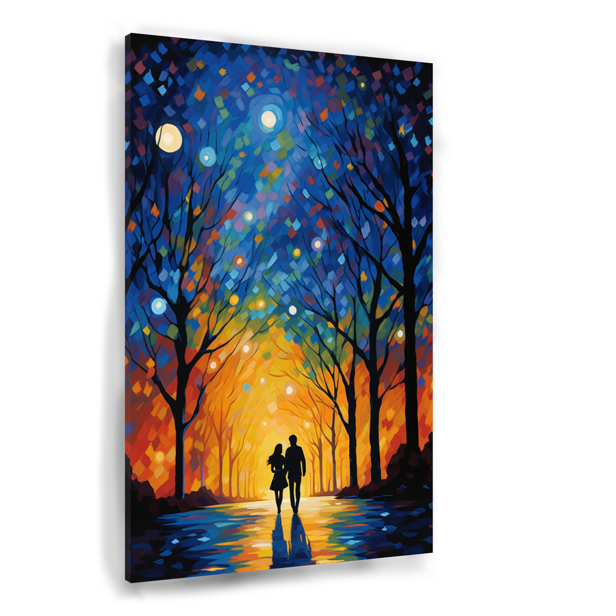 Twee Geliefden in Kleurrijk Park canvas
