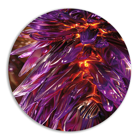 Psychedelische Bloemen Explosie in Licht aluminium muurcirkel
